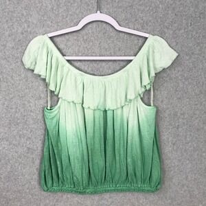 Free People‎ Gauze Crop Top Small Ombre Layered Ruffle Festival Resort Feminine